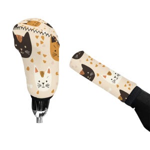 Schattige katten honden Versnellingspookhoes Set Cartoon auto-accessoires Leuk interieur