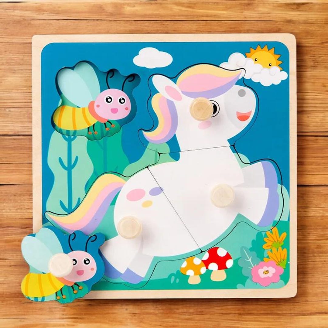 Montessori Wooden Puzzle for Toddlers | Baby Educational Toy 1 2 3 ...