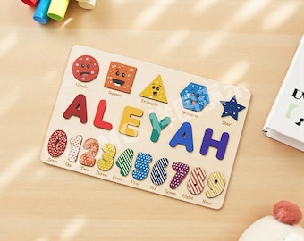 Personalized Montessori Name Puzzle for Kids | Custom Wooden Baby Toy | Educational Toddler Gift | First Birthday Present