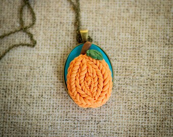 Pumpkin Necklace Pendant , Fall Jewelry Women, Knitters Jewelry, Polymer Clay Pumpkin, Fall Lovers Gift, Handmade Fall Jewelry,