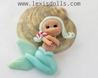 Polymer Clay Ornament Christmas Mermaid Decor, Gift for Mermaid Lovers, Whimsical Christmas Ornament Handmade, Blue Christmas Decoration,