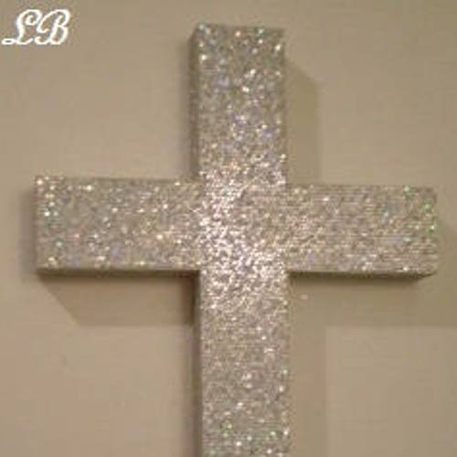 SILVER GLITTER Wall Cross Decorative Super Sparkling Etsy