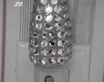 BLING NIGHT LIGHT w/ Clear Rhinestones - Energy saving, automatic on/off sensor, clear led lighting