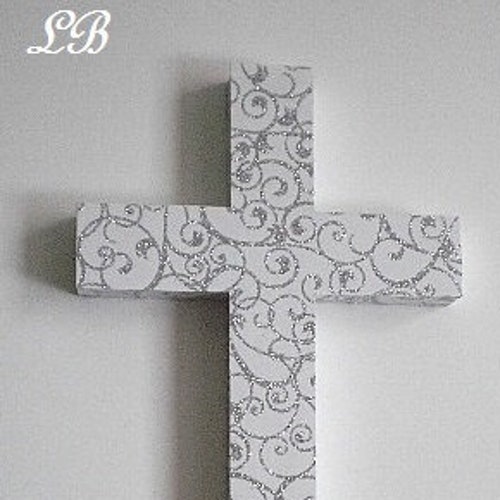 SILVER GLITTER Wall Cross Decorative Super Sparkling - Etsy