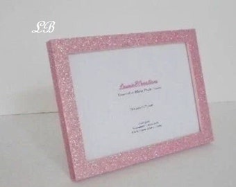 BLUSH PINK GLITTER Picture Frame - Decorative, Rose/Blush Pink Sparkling Fine Glitter or Variety of Colors- for 4 x6 or 5 x7 photos or info