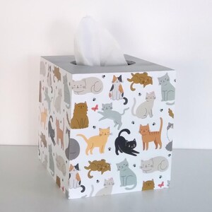 CAT TISSUE BOX Cover - Decoupage Square Tissue Holder W/multi Color ...