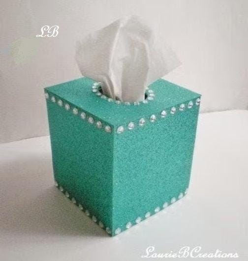 Couvre boite de mouchoirs en papier paillete et paillettes fines scintillantes en turquoise ou une variete de couleurs de paillettes avec strass transparents Etsy France