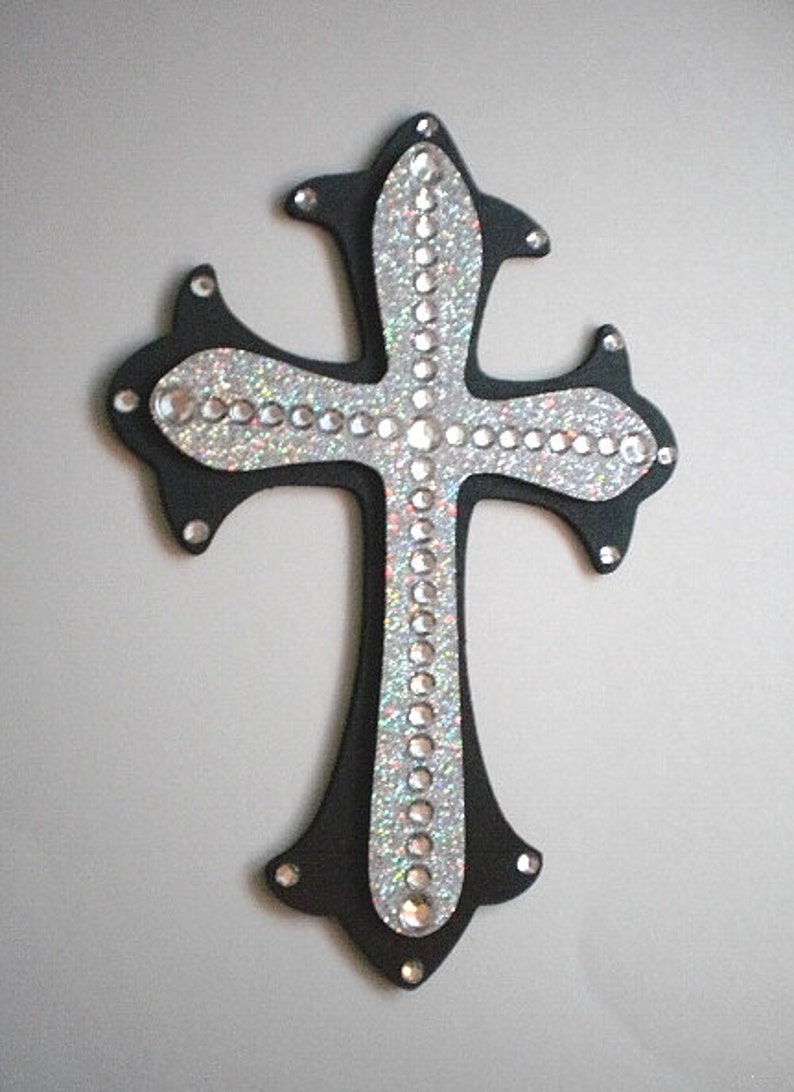 SILVER GLITTER & BLING Wall CrossSuper Sparkling Silver Etsy