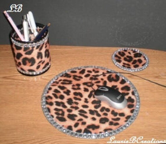 Animal Print Bling Computer Desk Set Cheetah Print W Etsy