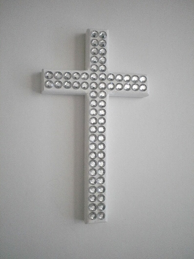 BLING WALL CROSS Sparkling Handpainted Wood Cross w/ Clear Etsy