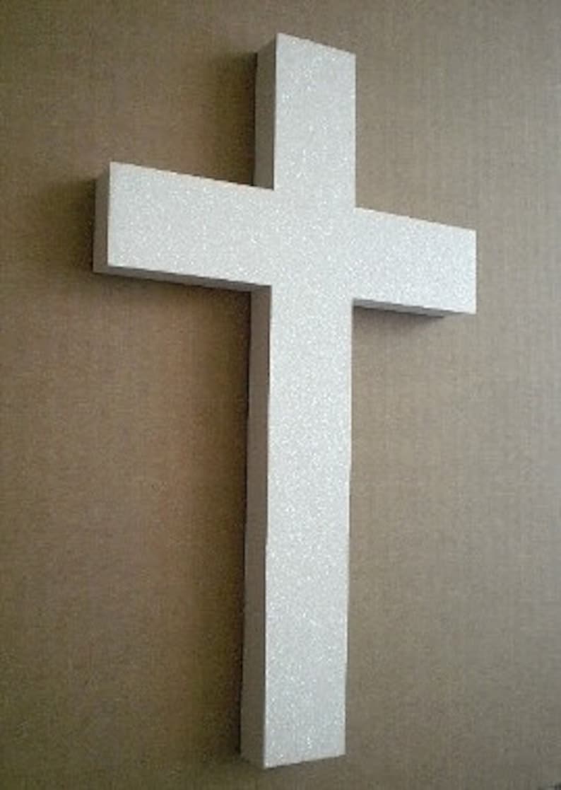 GLITTER WALL CROSS Sparkling Fine Glitter Cross in White or Etsy