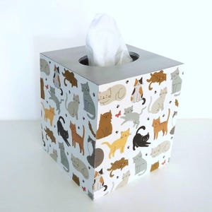 CAT TISSUE BOX Cover - Decoupage Square Tissue Holder W/multi Color ...