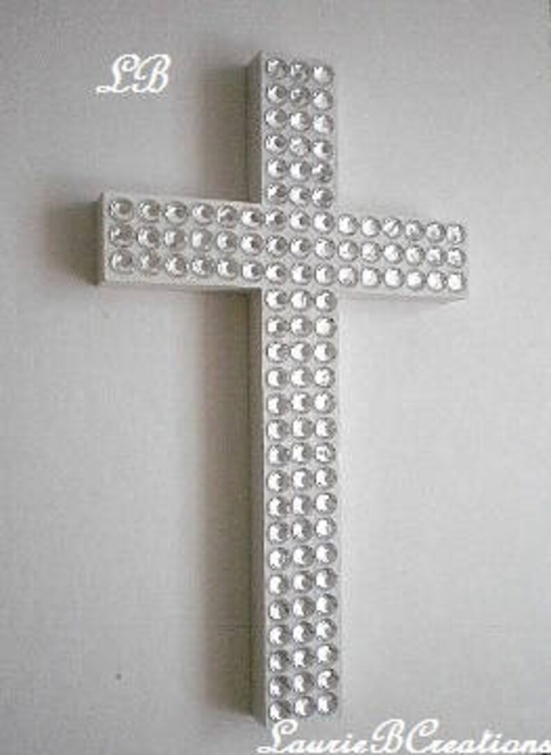 BLING WALL CROSS Handpainted Wood Cross W/ Sparkling Clear Etsy