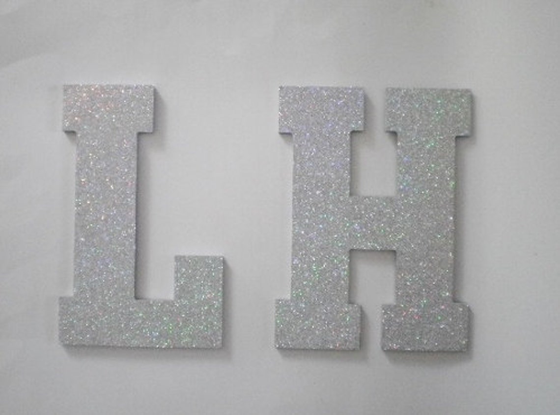 SILVER GLITTER LETTERS Wall Letters in Super Sparkling Etsy