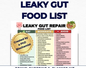 Leaky Gut Diet Food List, Leaky Gut Syndrome Diet PDF, Printable List