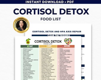 Cortisol Detox Food List – Adrenal Support Diet, Anti Inflammatory Guide & Hormone Balance PDF