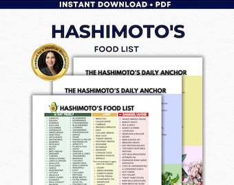 Lista de alimentos para la tiroiditis de Hashimoto, guía dietética para la tiroides, apoyo para la T3, nutrición para el hipotiroidismo, protocolo autoinmune (PDF).