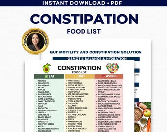 Lista de alimentos para el estreñimiento (PDF): Guía de dieta rica en fibra y apoyo para la motilidad intestinal