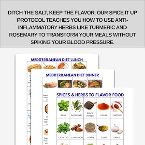 Mediterrane Diät-Lebensmittelliste zum ausdrucken, entzündungshemmende Mahlzeit, Herz Gesunde Ernährung, 4-Wochen-Menü, PDF Bild 10