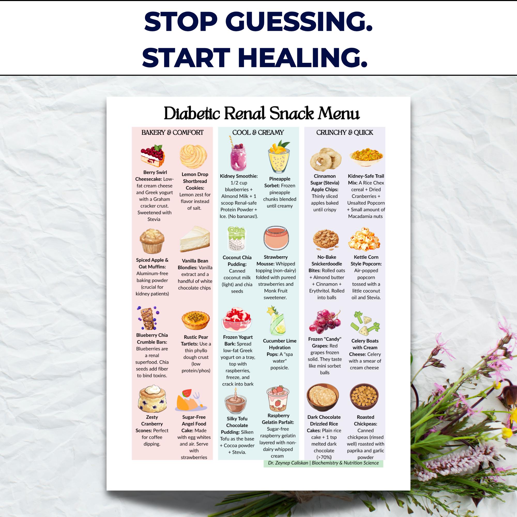 Diabetic Kidney Snack Menu – CKD & Type 2 Ideas, Low Potassium - Etsy