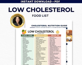 Lista de alimentos bajos en colesterol (PDF): Guía de dieta cardiosaludable, Hoja de alimentos bajos en grasas, Control del colesterol LDL