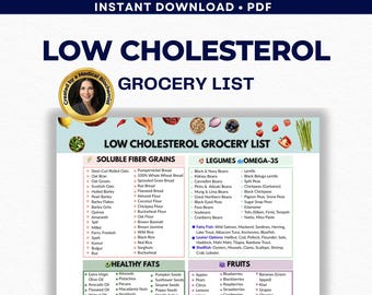 Low Cholesterol Grocery List PDF - Herzgesunde Lebensmittelanleitung, unteren LDL-Diät