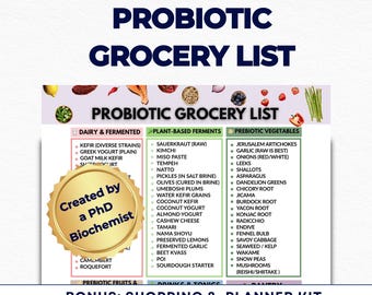 Lista de alimentos probióticos y alimentos para la salud intestinal (PDF): Guía de alimentos fermentados y diagrama del microbioma