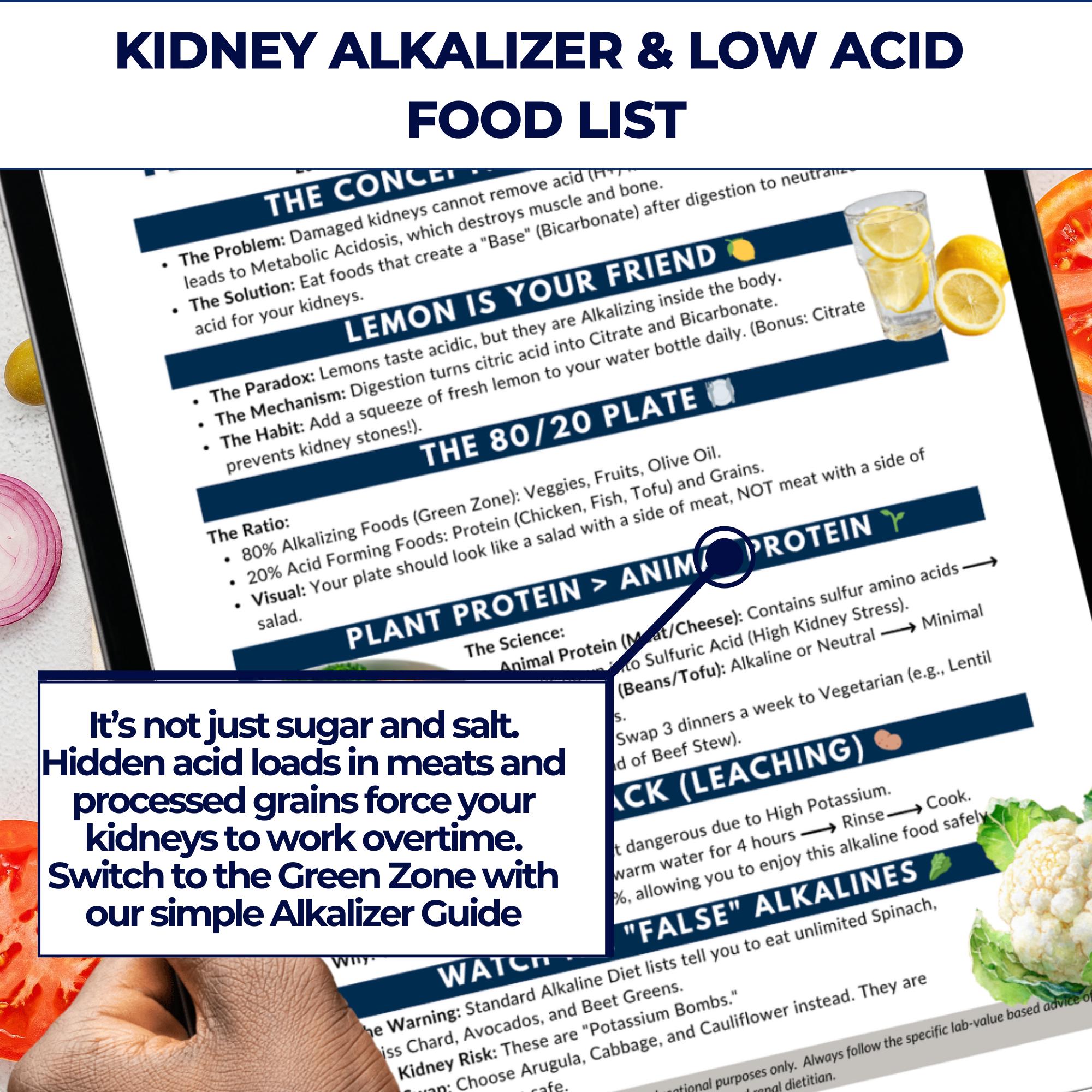 Kidney Alkaline Food List PDF – Low Acid PRAL Diet Guide for CKD - Etsy ...