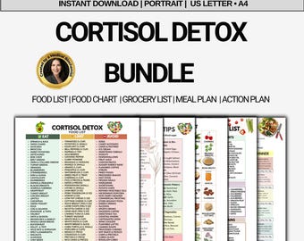 Cortisol Food List Bundle Printable, Adrenal Fatigue Diet, Hormone Balance Guide, Stress Relief Meal Plan, Weight Loss, Eat Limit Avoid PDF