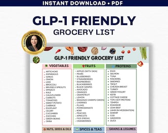 Lista de alimentos y plan de comidas GLP1 en PDF, tabla de compras de GLP-1 natural, guía de dieta alta en proteínas, aumenta la hormona de la saciedad, resistencia a la insulina