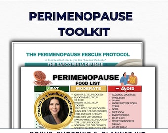 Lista de alimentos para la perimenopausia (PDF): plan de dieta para la menopausia, guía para el equilibrio hormonal, tabla para perder grasa abdominal, salud suprarrenal