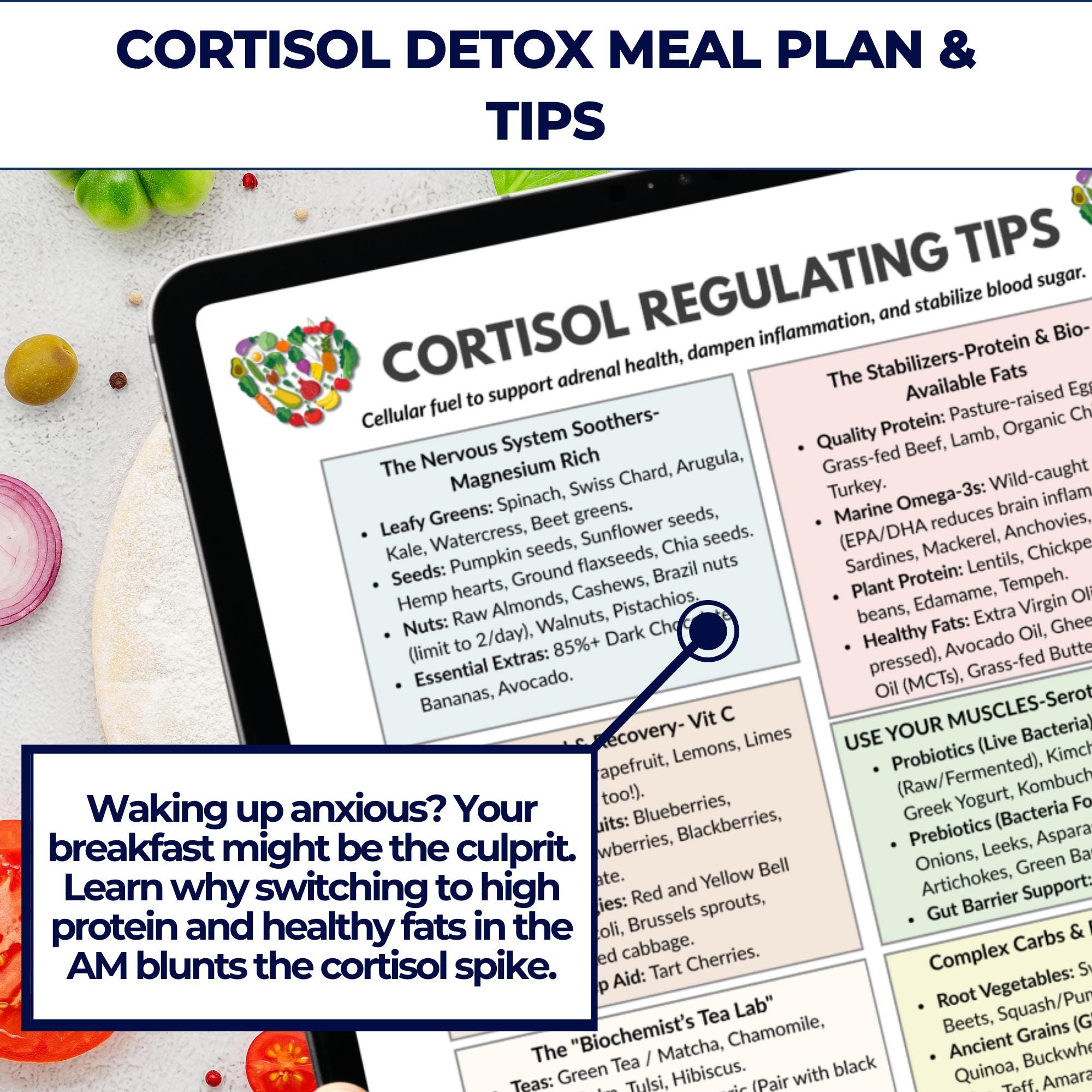 Cortisol Meal Plan, 7 Day Adrenal Fatigue Diet, Cortisol Detox, Hormone ...