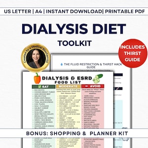 Liste der Dialysie-Lebensmittel, Anleitung zur Einschränkung von Flüssigkeiten, ESRD Nierendiät, kaliumarmer Phosphor, Nierendiät-Chart PDF