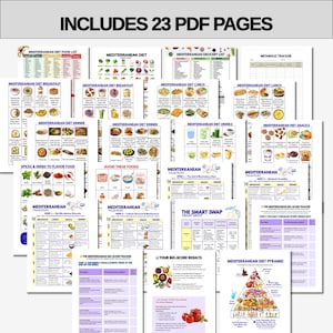 Mediterrane Diät-Lebensmittelliste zum ausdrucken, entzündungshemmende Mahlzeit, Herz Gesunde Ernährung, 4-Wochen-Menü, PDF Bild 2