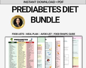 Prediabetes Food List Printable Bundle, Insulin Resistance Diet, Low Glycemic Meal Plan, Blood Sugar, Eat Limit Avoid, Type 2 Diabetes PDF