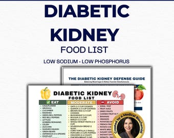 Diabetische Nieren-Lebensmittelgeschäftliste, CKD Typ-2-Diabetes-Diät-Leitfaden, Nieren-Diät-Chart, niedriges Natrium-Niedriges Kalium, Essens-Grenze vermeiden, PDF