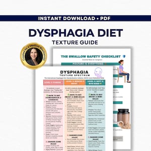 Dysphagia Diet Texture Guide – IDDSI Levels 4 5 6 List, Swallow Safety Checklist, Caregiver Pureed Soft Food PDF