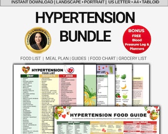 Hypertension Diet Food List Bundle, Low Sodium Foods, Heart Healthy Guide, DASH Diet Meal Plan, High Blood Pressure, Eat Limit Avoid PDF