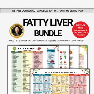 Bundel met voedingslijst voor leververvetting, NAFLD-maaltijdplan, voedingsschema voor leverontgifting, lijst met vetarm voedsel, eetlimiet vermijden, pdf-bestand levergezondheid