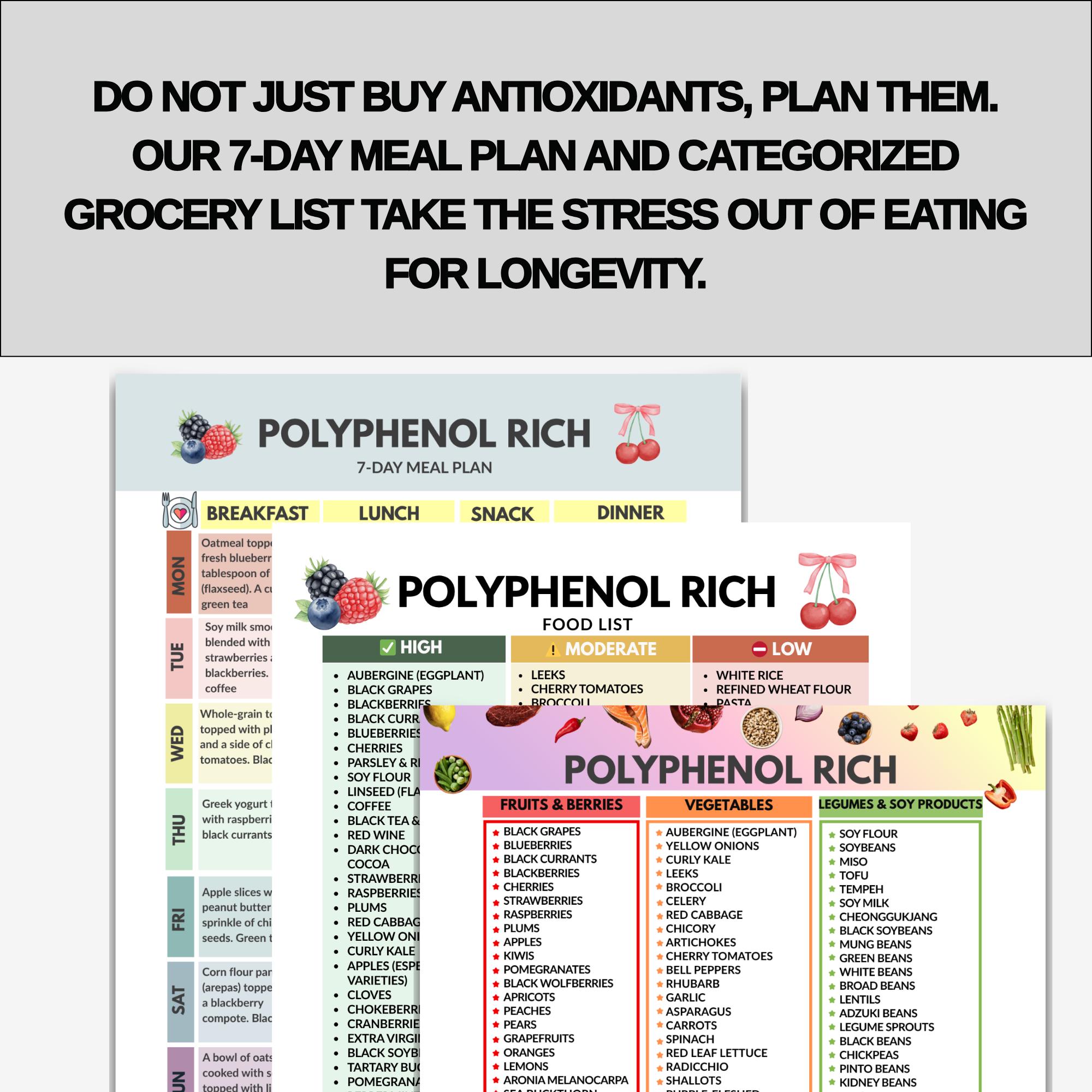 Polyphenol Food List & Meal Plan Bundle PDF – Antioxidant Diet Chart ...