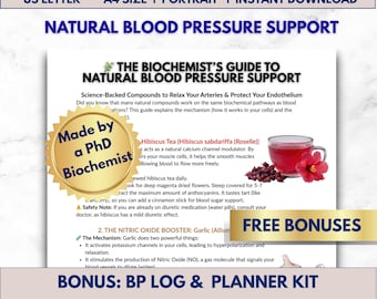 Guía natural para la presión arterial, dieta saludable para el corazón, planificador de la dieta DASH, lista de alimentos bajos en sodio, lista de alimentos para la salud cardiovascular, PDF sobre hipertensión