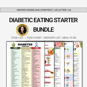 Liste d'aliments pour diabétiques et kit de démarrage de programme de repas PDF - Guide de régime pour le diabète de type 2, aide-mémoire pour l'épicerie