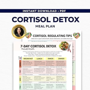 Cortisol Meal Plan, 7 Day Adrenal Fatigue Diet, Cortisol Detox, Hormone Balance Diet PDF, Stress Relief Menu, Lower Cortisol Foods