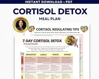 Cortisol Meal Plan, 7 Day Adrenal Fatigue Diet, Cortisol Detox, Hormone Balance, Stress Relief PDF