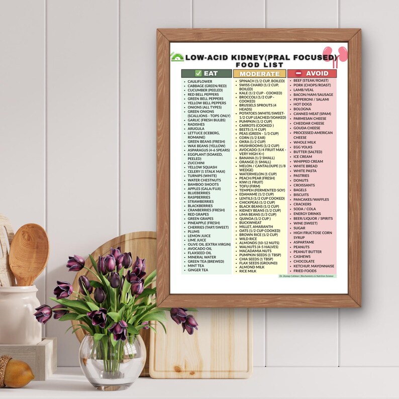 Kidney Alkaline Food List PDF – Low Acid PRAL Diet Guide for CKD - Etsy ...