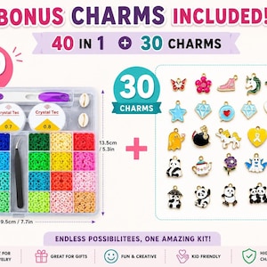 40-in-1 Clay Bead Jewelry Kit with 30 Charms, DIY Bracelet Making Set