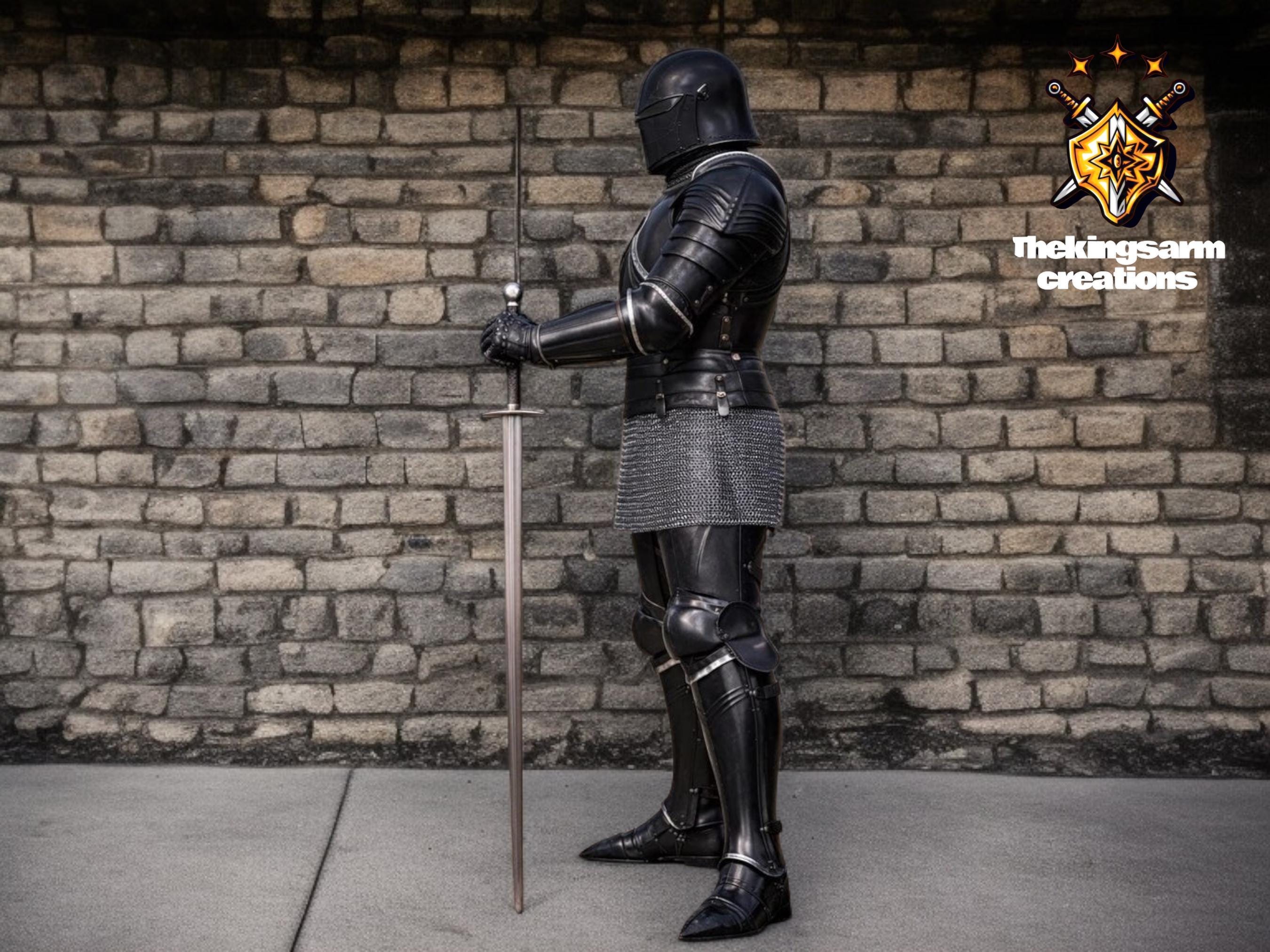 Medieval Knight Full Body Armor Suit – Black Gothic Warrior Plate Armor ...