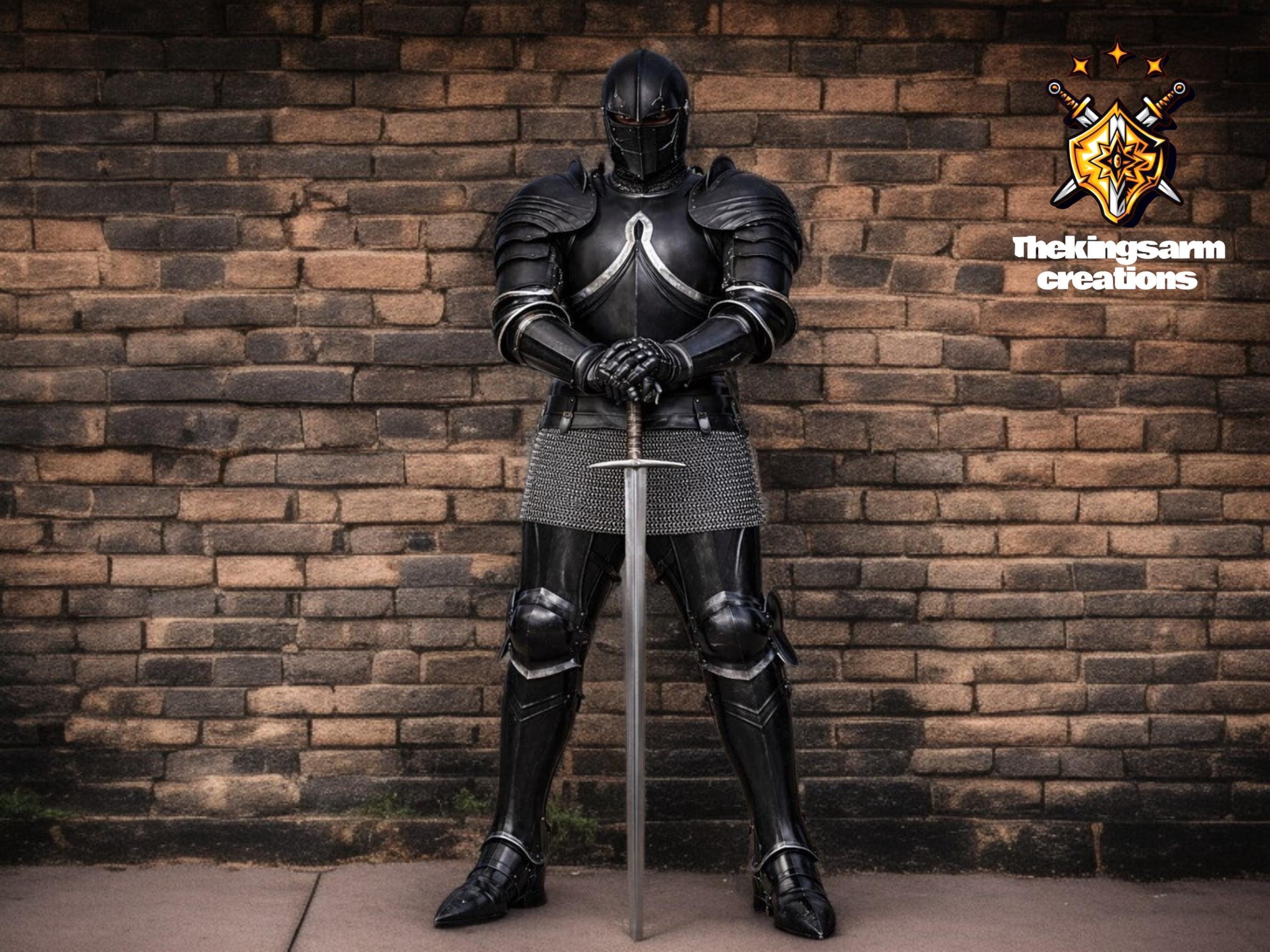 Medieval Knight Full Body Armor Suit – Black Gothic Warrior Plate Armor ...