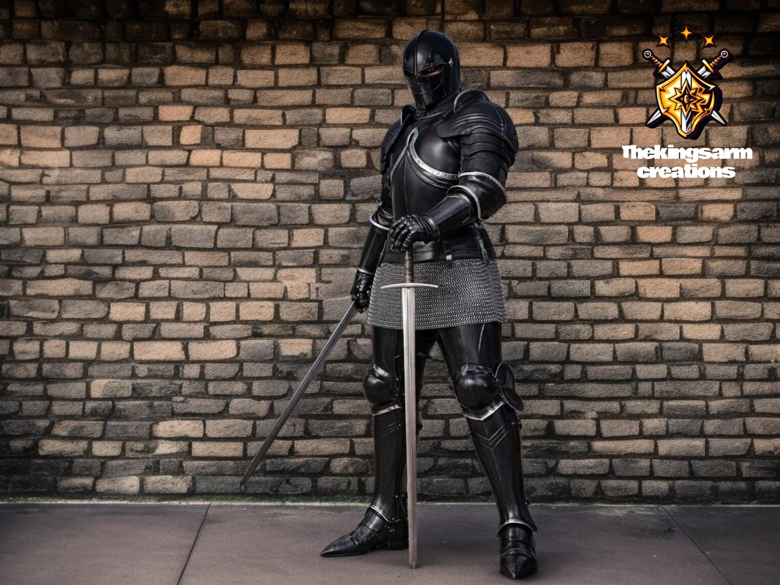 Medieval Knight Full Body Armor Suit – Black Gothic Warrior Plate Armor ...