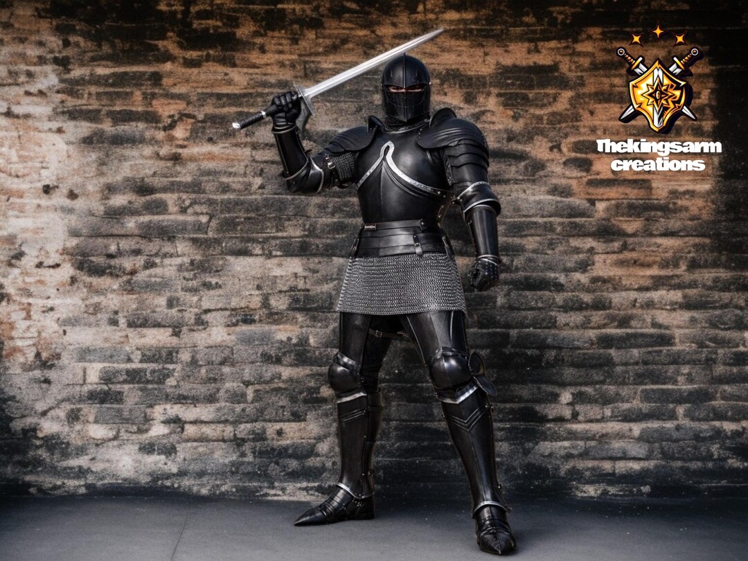 Medieval Knight Full Body Armor Suit – Black Gothic Warrior Plate Armor ...